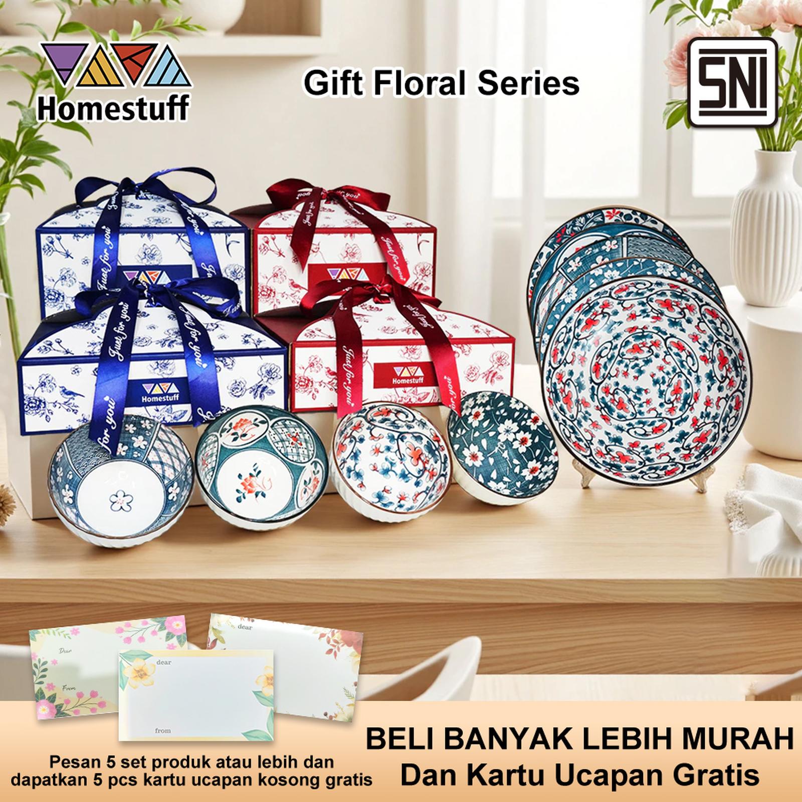 {LIVE Eksklusif Kartu Ucapan Gratis}HOMESTUFF Hampers Set Piring dan Mangkok Mewah Keramik Premium 4 p…