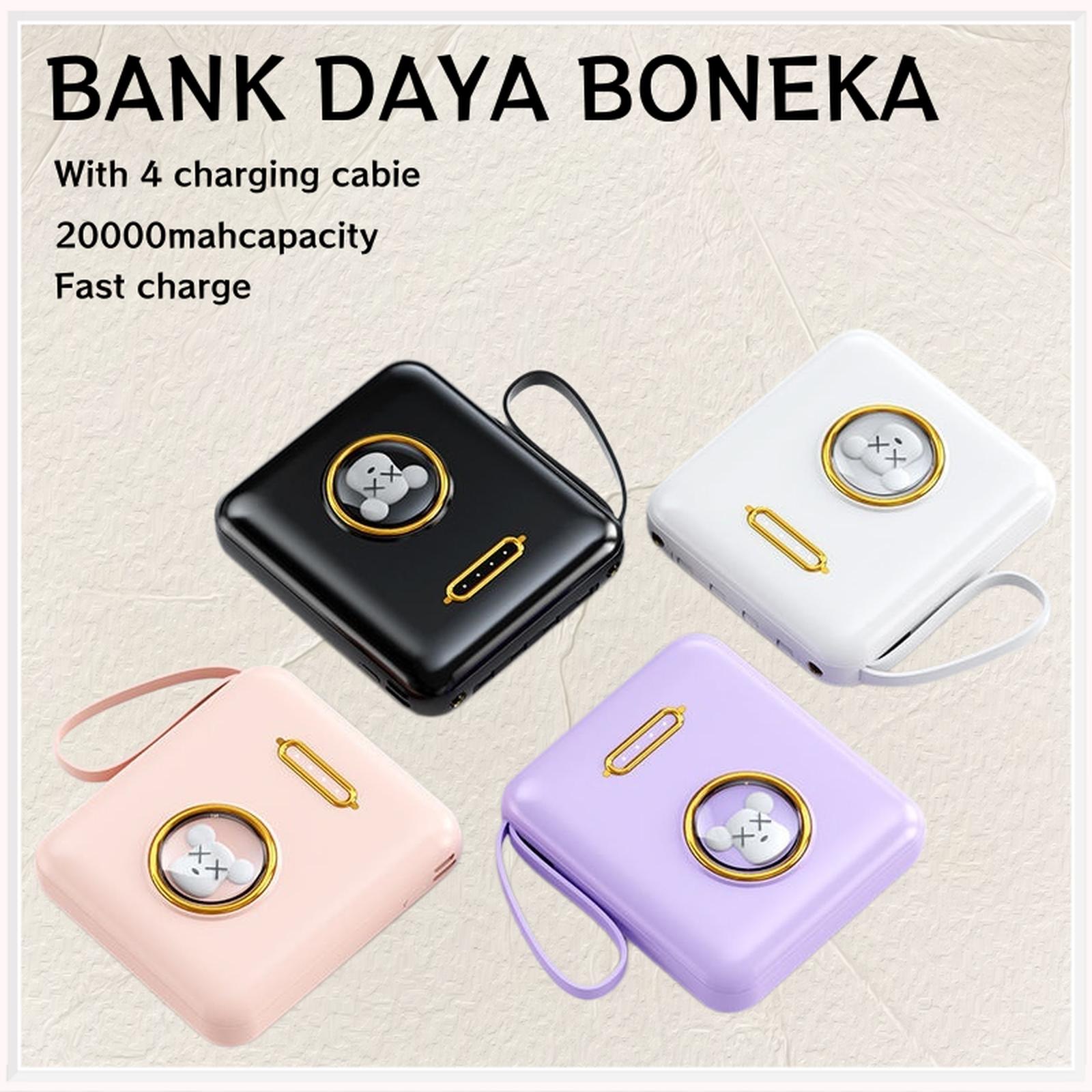 PowerBank Mini 20000mAh Ultimate Backup Battery Cute Kaws Good Quality with 4 Charging Cable Fast Char…