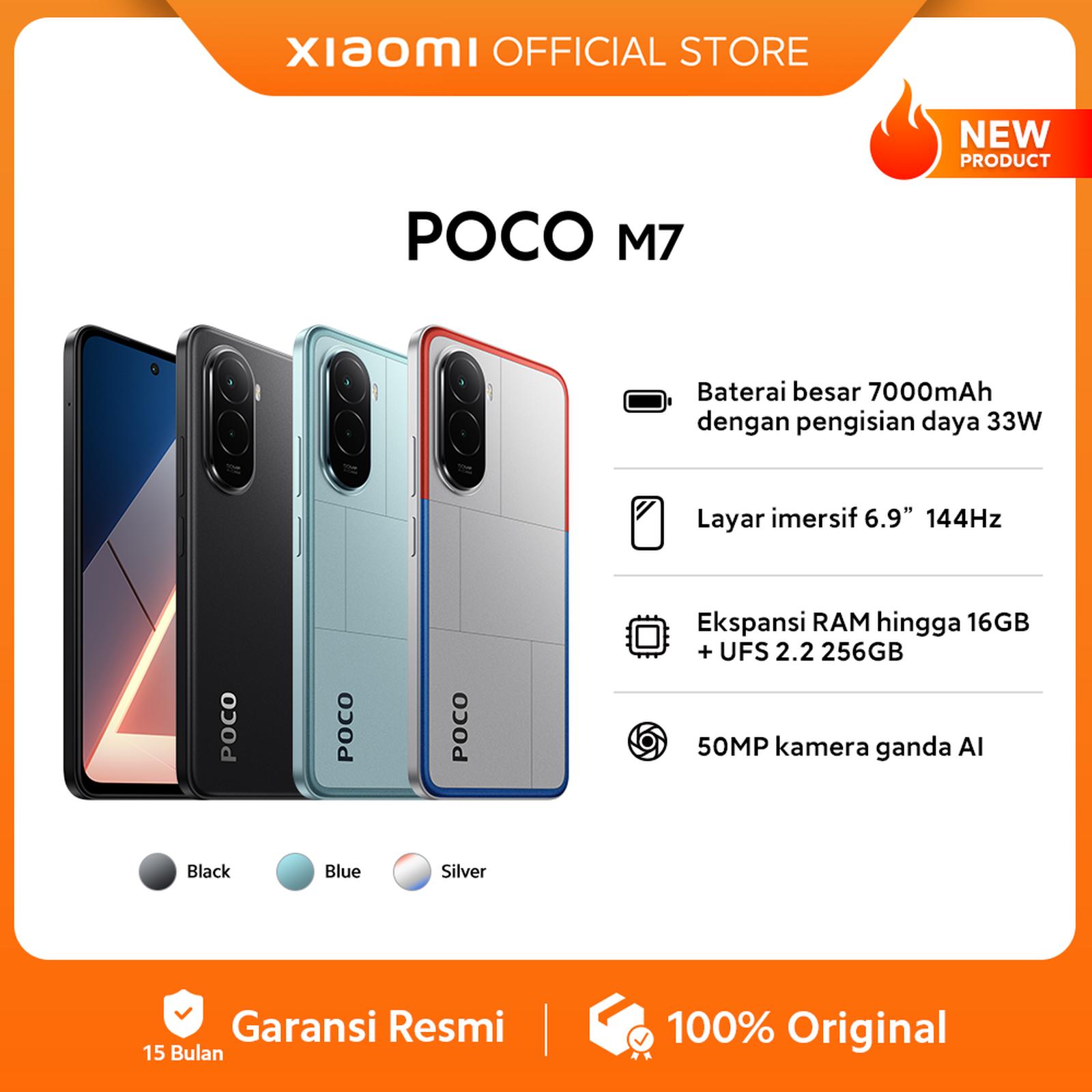 POCO M7 (8GB/256GB) Baterai besar 7000mAh dengan pengisian daya 33W [Official Store] - Black, 8/256G