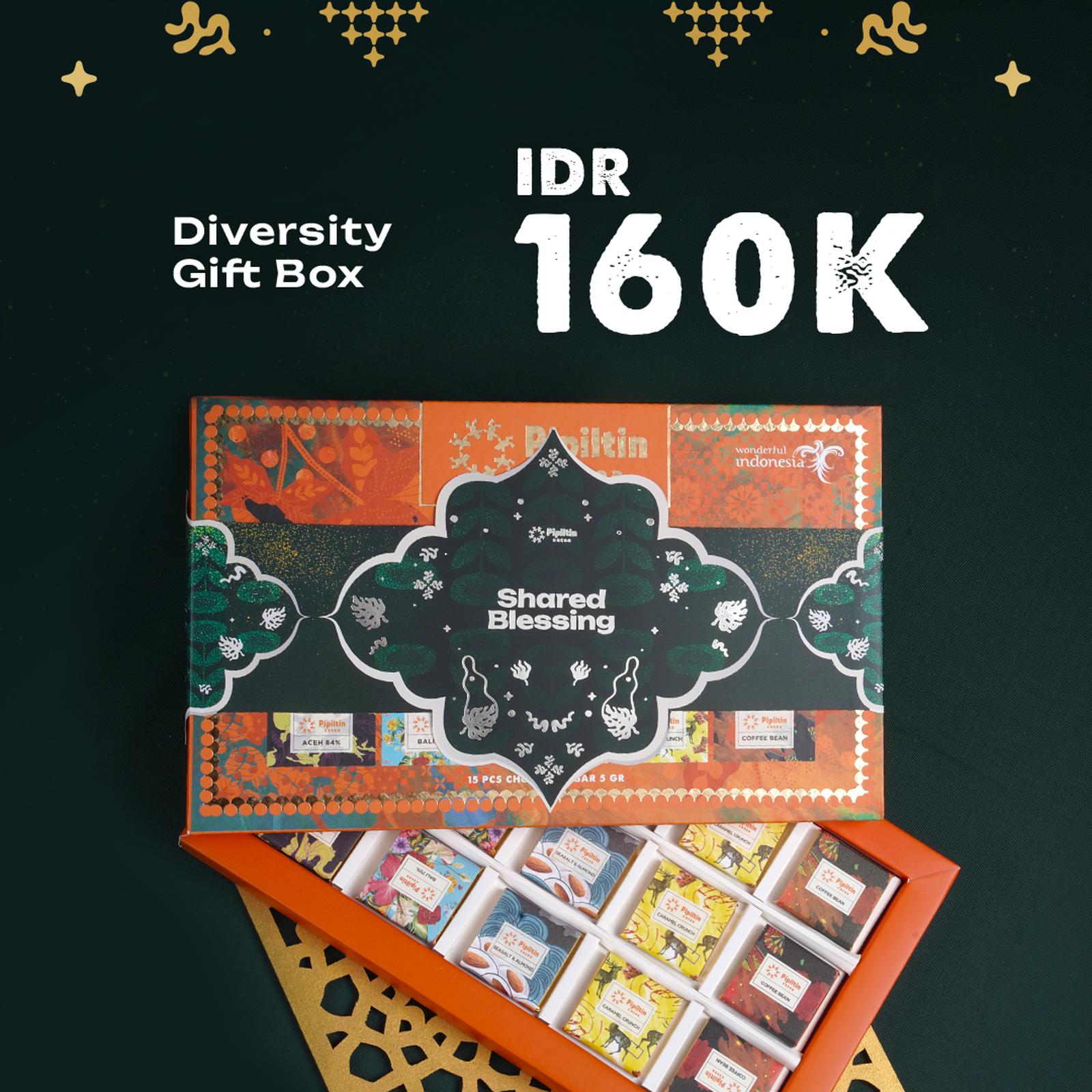 Chocolate hadiah box Diversity 15 x 5gr - Chocolate hadiah box - +totebag