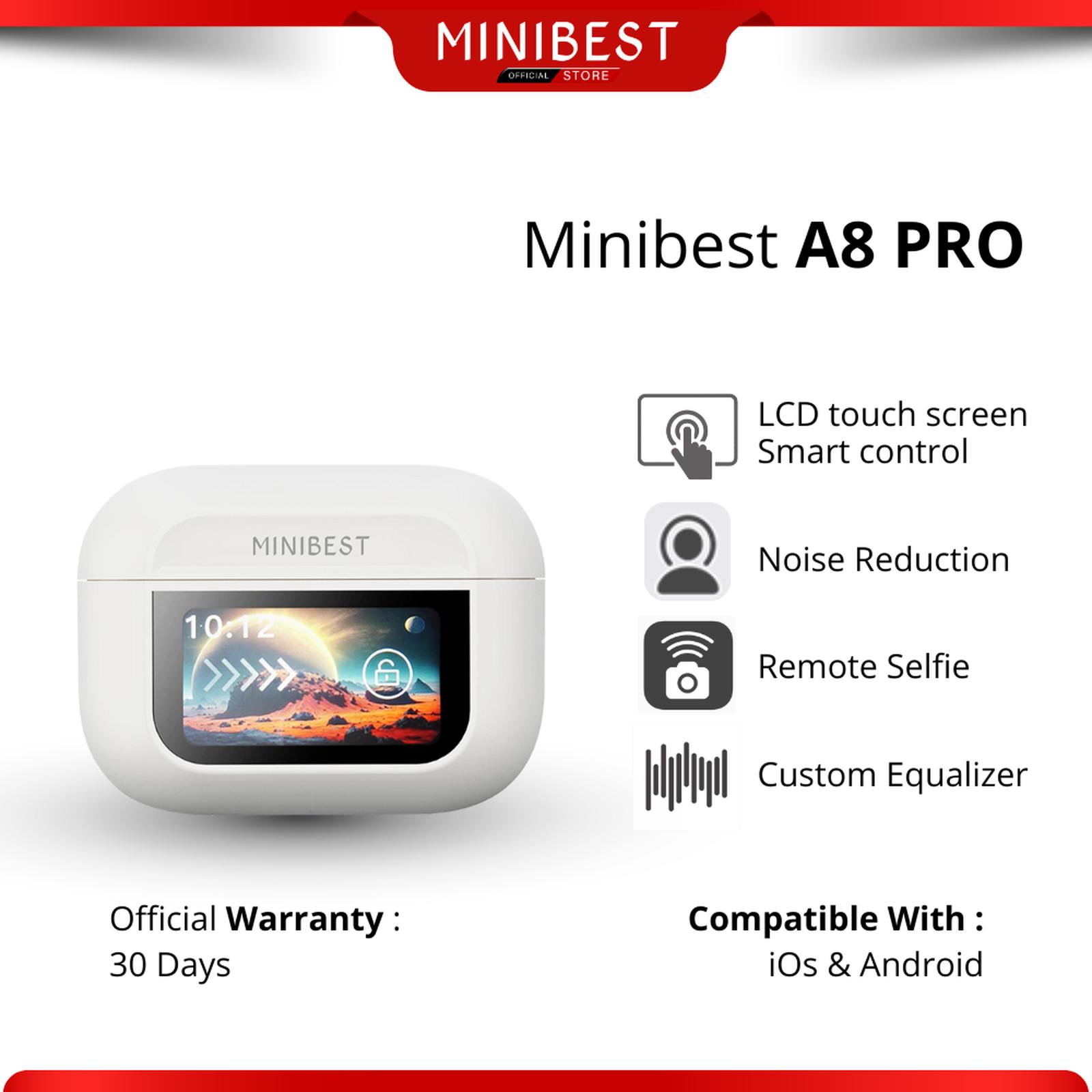 MINIBEST A8 PRO TWS Earphone Headset Headphones Earbuds Bluetooth V5.4 Smart Screen Active Noise Reduc…