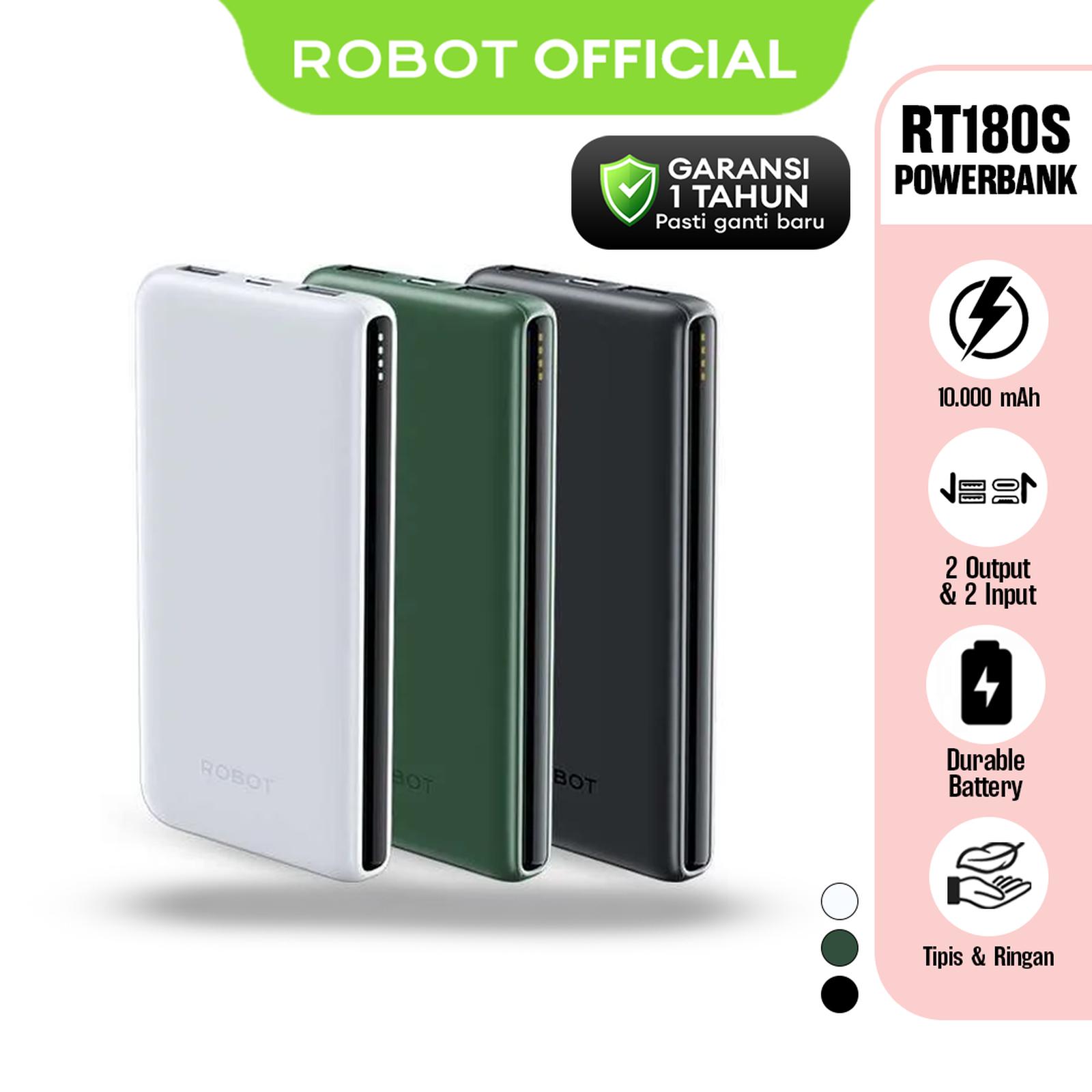 ROBOT Powerbank 10000mAh 3 Output Dual Input Type-C Power bank RT180S 12W Android/iPhone - Garansi 1 T…
