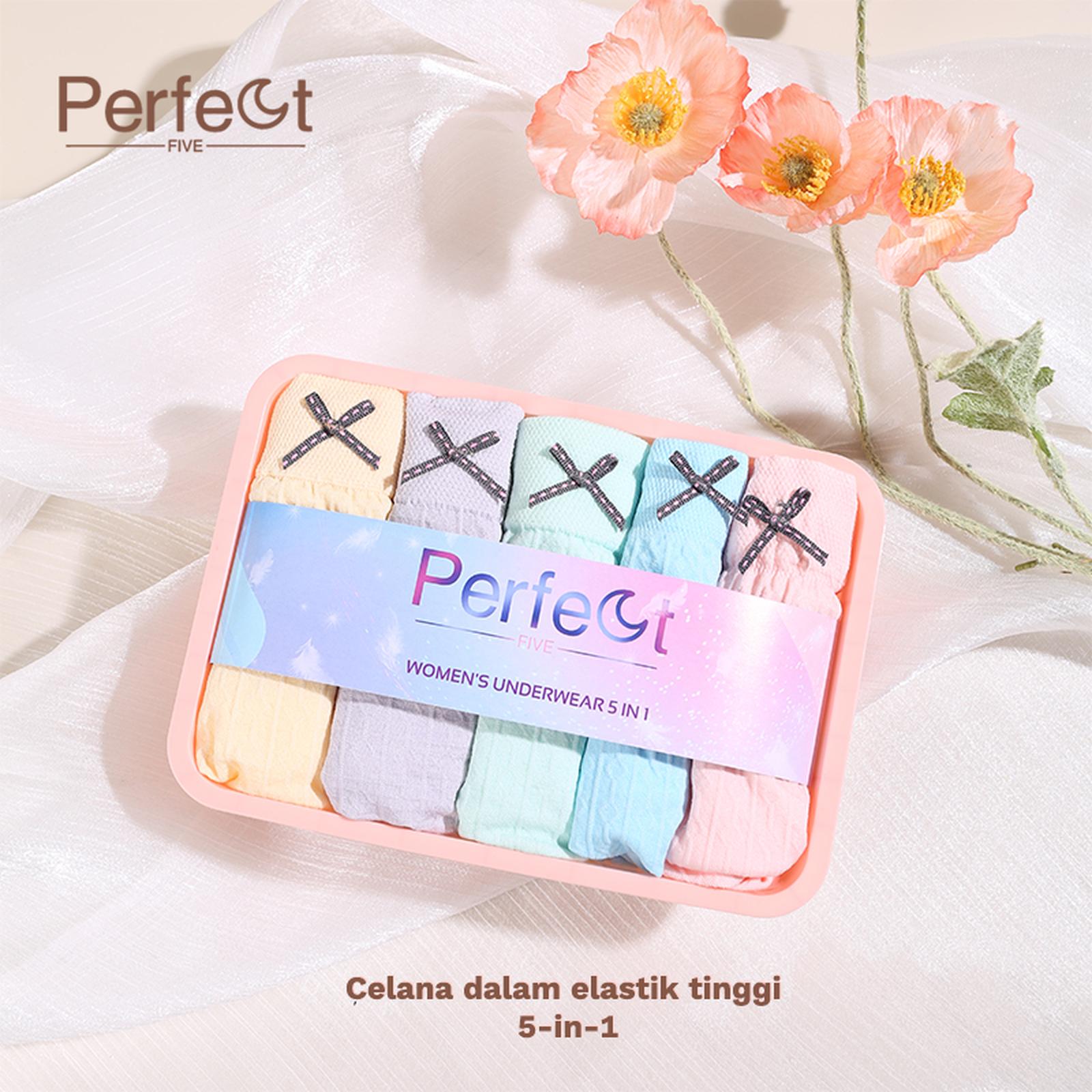 PerfectFive Celana Dalam Wanita Graphene Antibakteri Bahan Katun Lembut Seamless Paket 5 Pcs Kemasan K…