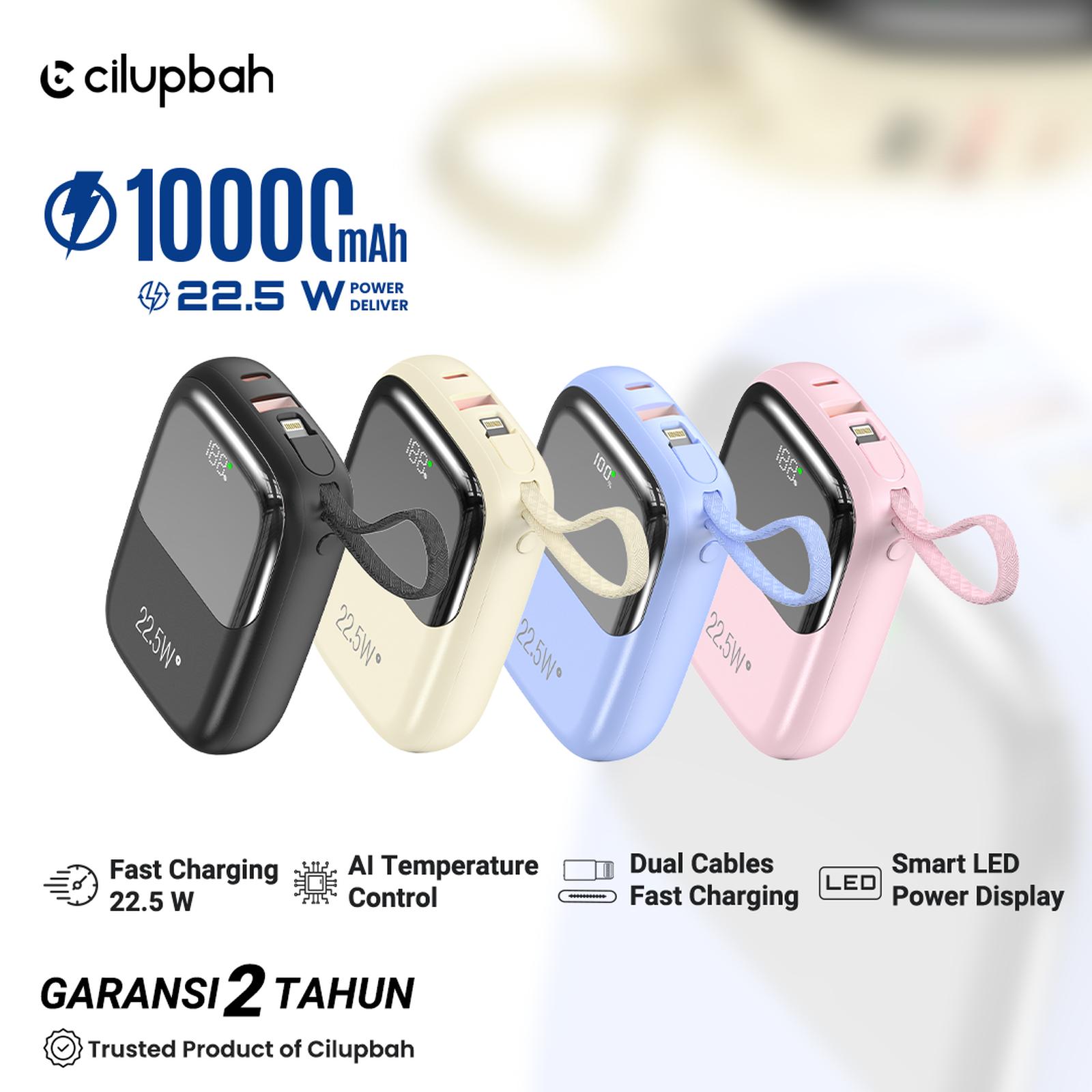 (Sertifikat CCC) CILUPBAH Mini PowerBank 20.000mAh 10.000mAh Fast Charge Dual Output (Lightning + Type…