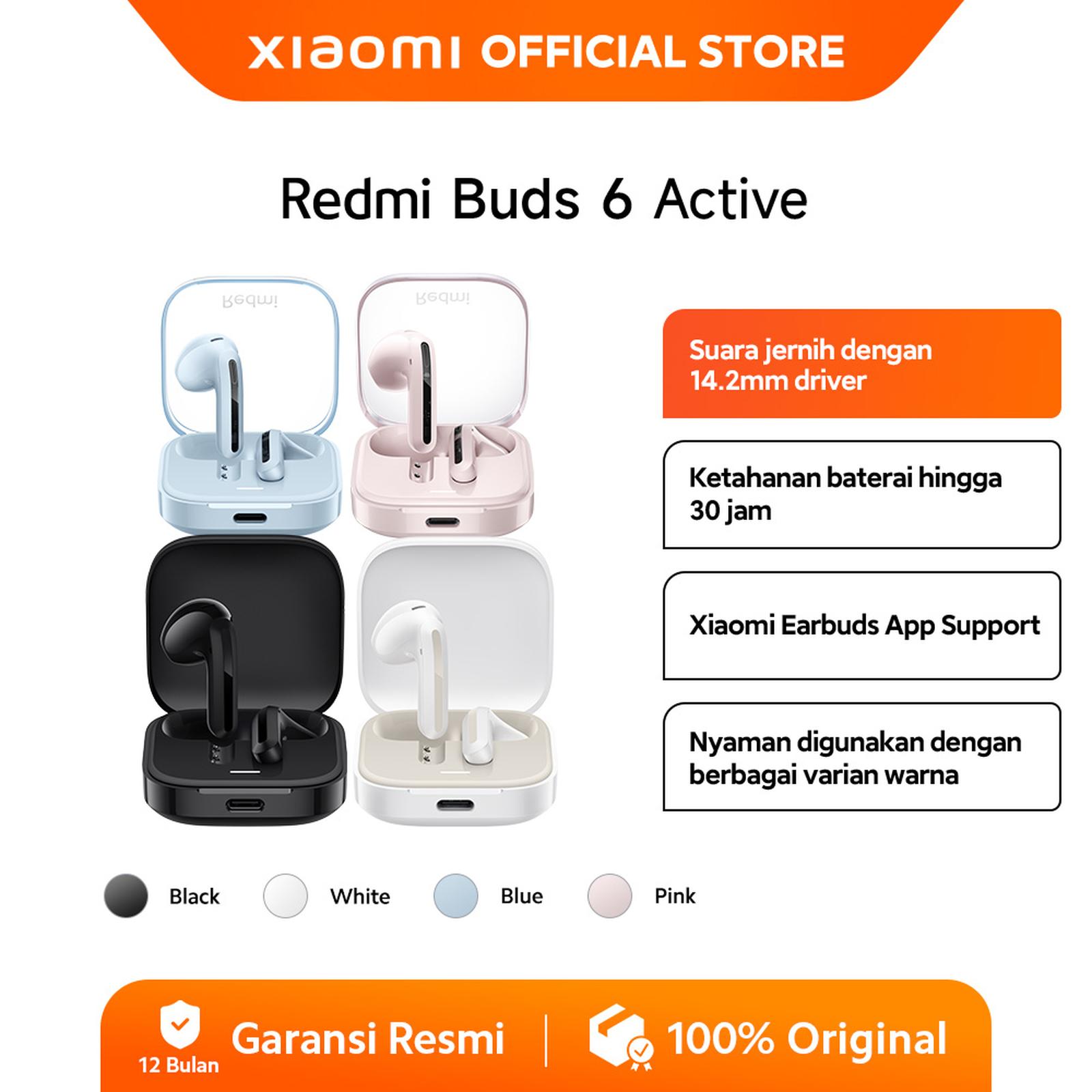 Xiaomi Redmi Buds 6 Active | Google Fast Pair | Baterai Hingga 30 Jam | Audio Spasial | IPX 4 [Officia…