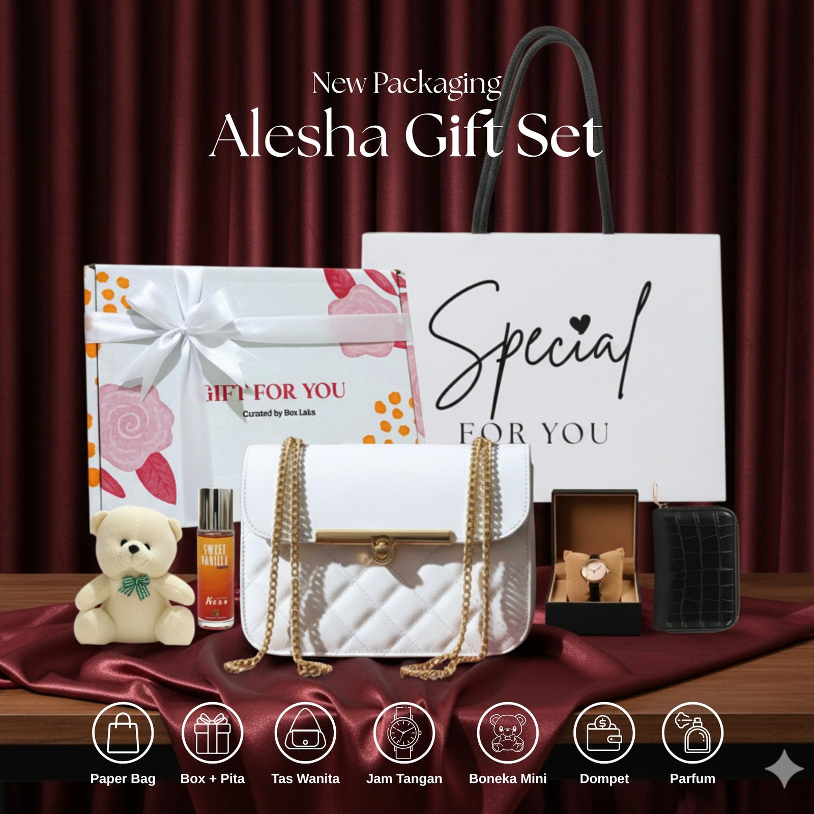 Alesha hadiah Set - Exclusive Hampers Kado Ulang Tahun Cewek dengan : Tas Selempang Wanita, Boneka, Pa…