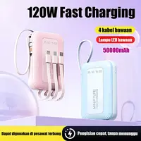 120W Powerbank 50000mAh Mini 4 kabel bawaan Cable Fast Charging Lightweight Universal bank daya selule…
