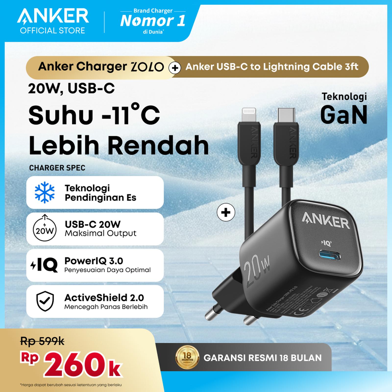 Anker Zolo GaN 20W 30W Wall Charger Adaptor Kabel for iPhone 17 16 15 14 13 Samsung Ice-Cooled PD USB…