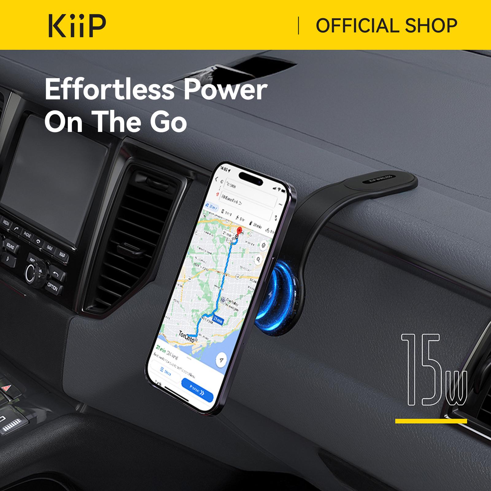 KiiP MCH05 Pro 2in1 Wireless Charger Car Phone Holder Dashboard Iron Magsafe Foldable Aksesoris - Hitam