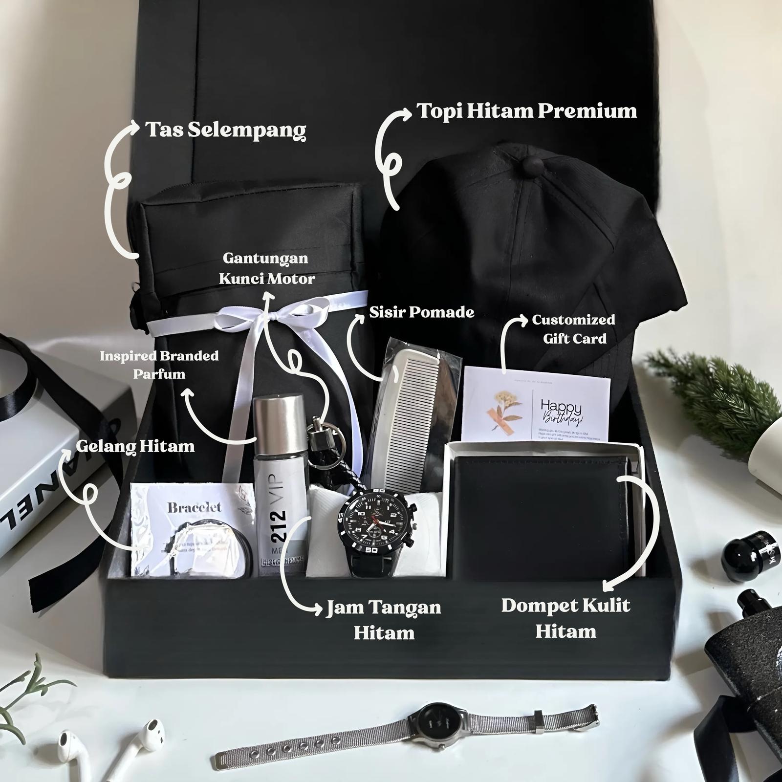 Kadodibox Paket Kado Cowok Aesthetic Hadiah Pacar Cowok Unik Bermanfaat Hampers hadiah Cowok Hitam Pac…